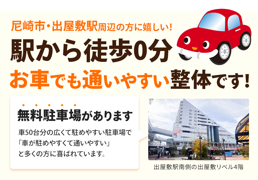 出屋敷駅すぐ近く&無料駐車場もあり